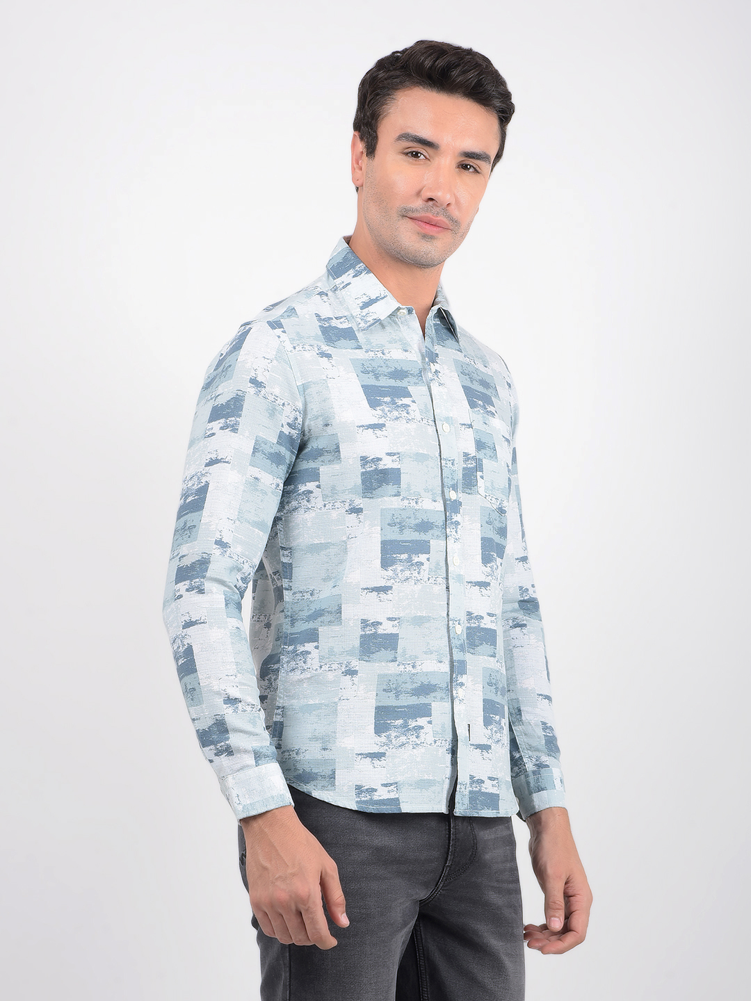 Numero Uno Men Abstract Blue Shirt